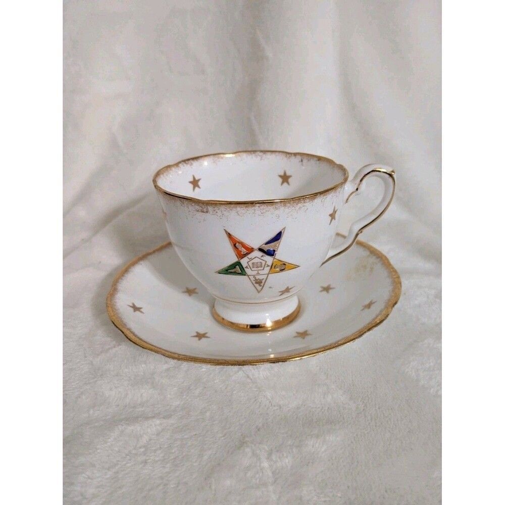 Vtg Royal Stafford Masonic Eastern Star Tea Cup & Saucer